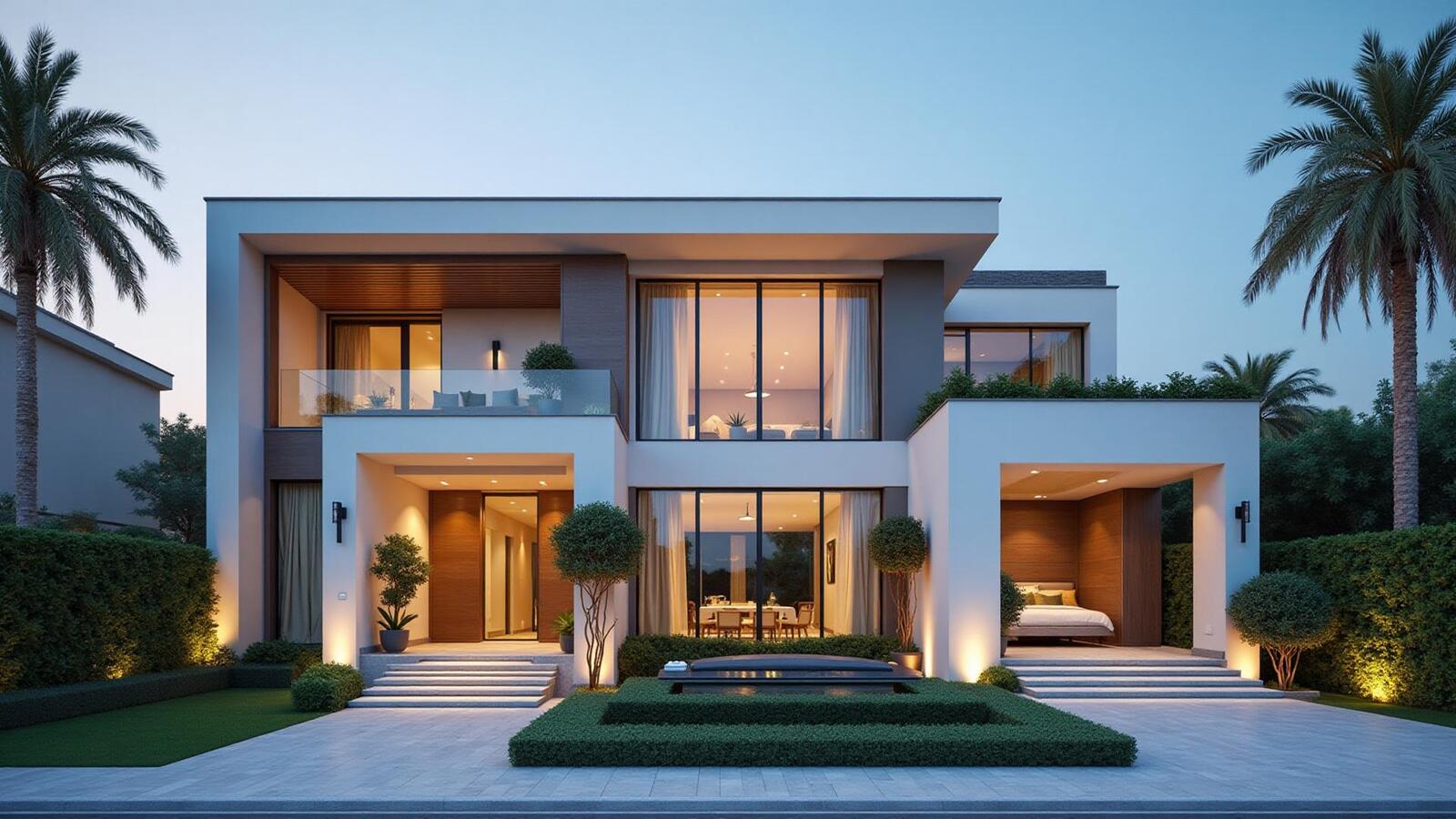 “Luxury villa in Palm Jumeirah overlooking the Dubai skyline at sunset.” “Modern Dubai penthouse interior with floor-to-ceiling windows and skyline view.” “Private viewing of an off-market luxury villa in Dubai.” “Architect and concierge reviewing luxury home designs for client setup.”